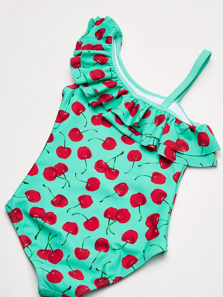 Kanu Surf Mädchen Morgan Floral Ruffle 1-Shoulder One Piece Swimsuit Badeanzug 4 Jahre Addie Sea Gre