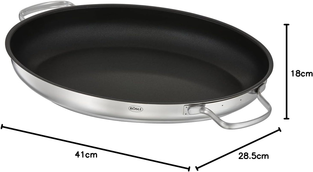 RÖSLE ELEGANCE Bräter oval, Multifunktionsdeckel mit Antihaftversiegelung ProPlex, Edelstahl 18/10,