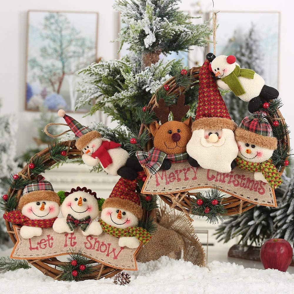 ITODA Weihnachten Kranz Dekoration Weihnachtskranz Schneemann Weihnachtsdeko Elch Weihnachtsgirlande