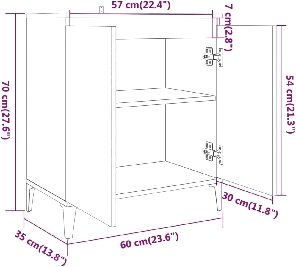 WIFESE Kommode Sideboard Räuchereiche 60x35x70 cm Holzwerkstoff KüChenschrank Komodenschrank Kommode