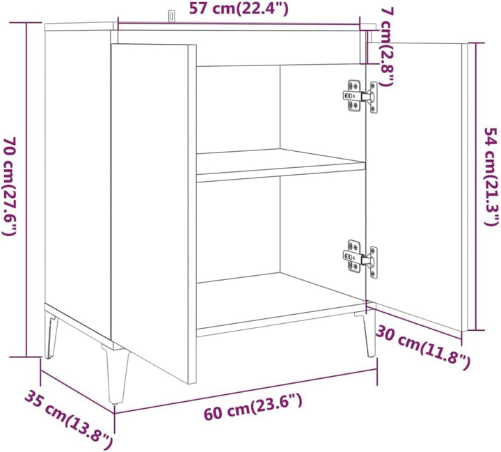 WIFESE Kommode Sideboard Räuchereiche 60x35x70 cm Holzwerkstoff KüChenschrank Komodenschrank Kommode