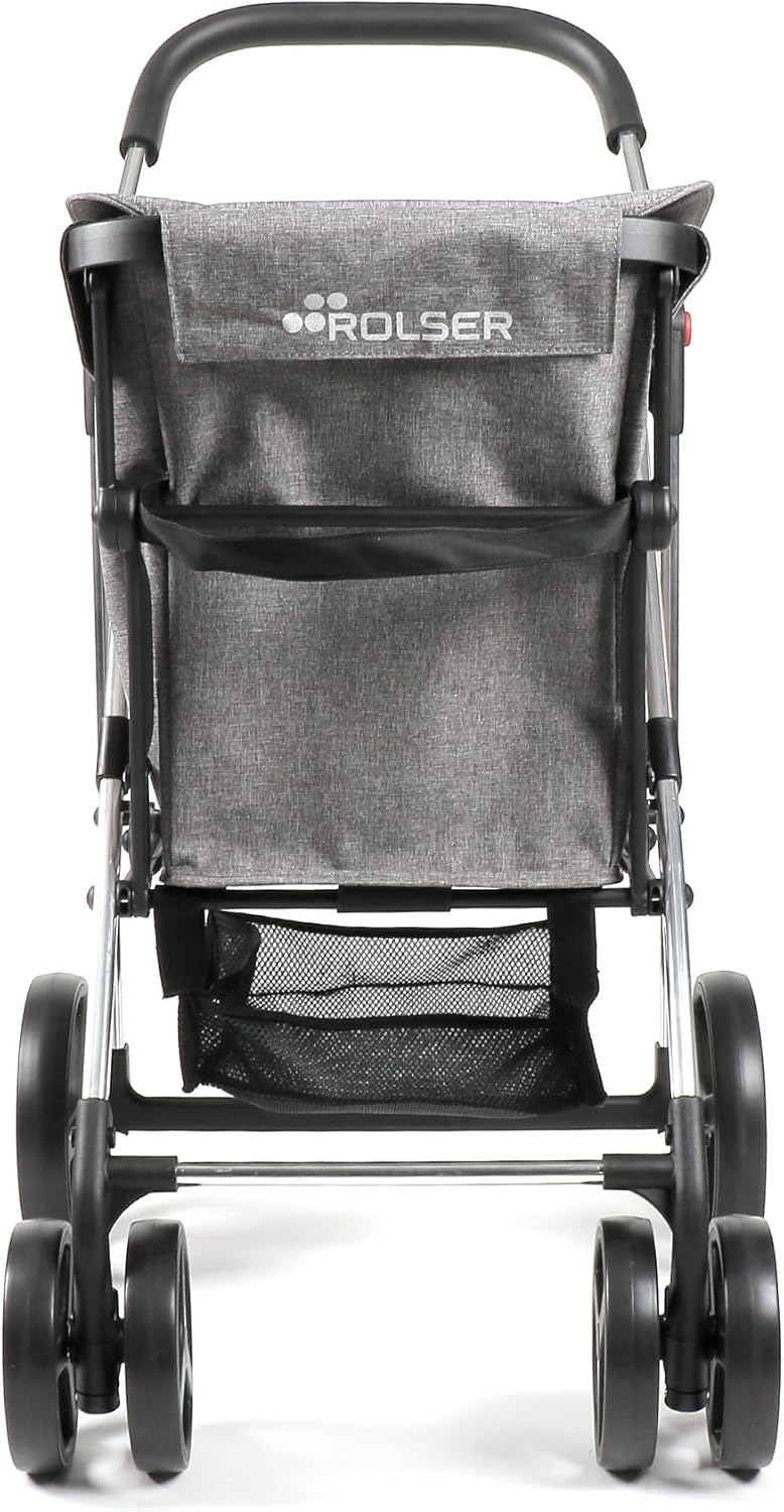 Klappbarer Einkaufstrolley Rolser Basquet Tweed 4 grosse Räder (2 drehbare) - Grau, Grau