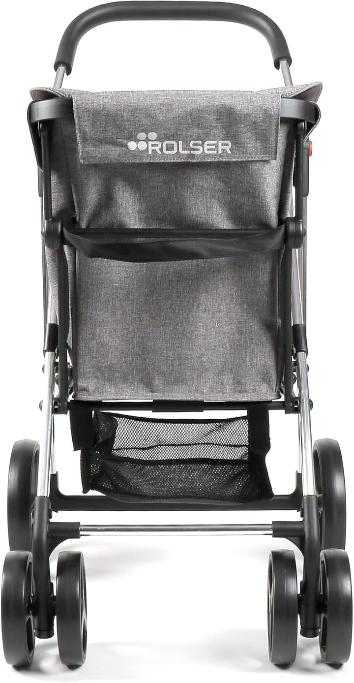 Klappbarer Einkaufstrolley Rolser Basquet Tweed 4 grosse Räder (2 drehbare) - Grau, Grau