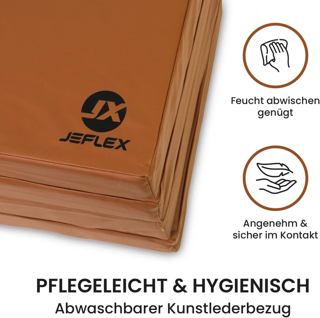 Jeflex - klappbare Weichbodenmatte & Turnmatte 200 x 100 x 8 cm MADE IN GERMANY/Gymnastikmatte tragb