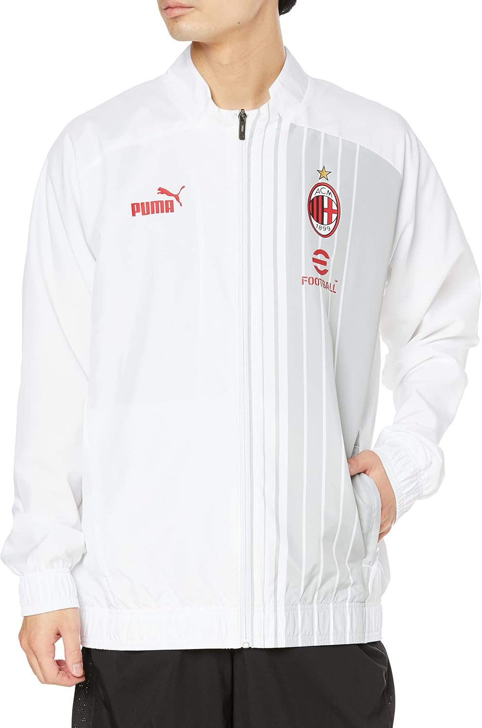 AC Milan Herren Prematch Jacket Jacket, White-Tango Red