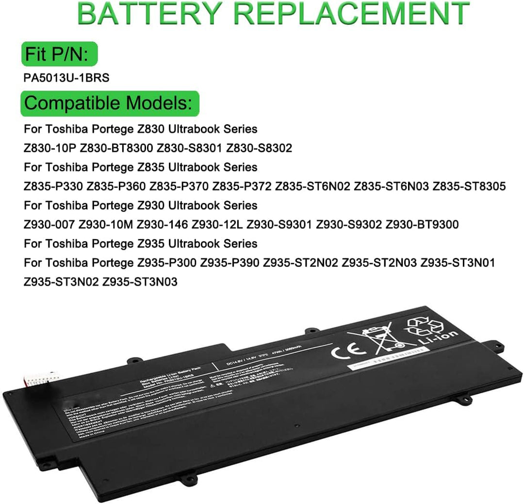 XITAIAN 14.8V 47Wh PA5013U-1BRS PA5013U Ersatz Laptop Akku für Toshiba Portege Z835 Z830 Z930 Z935 Z