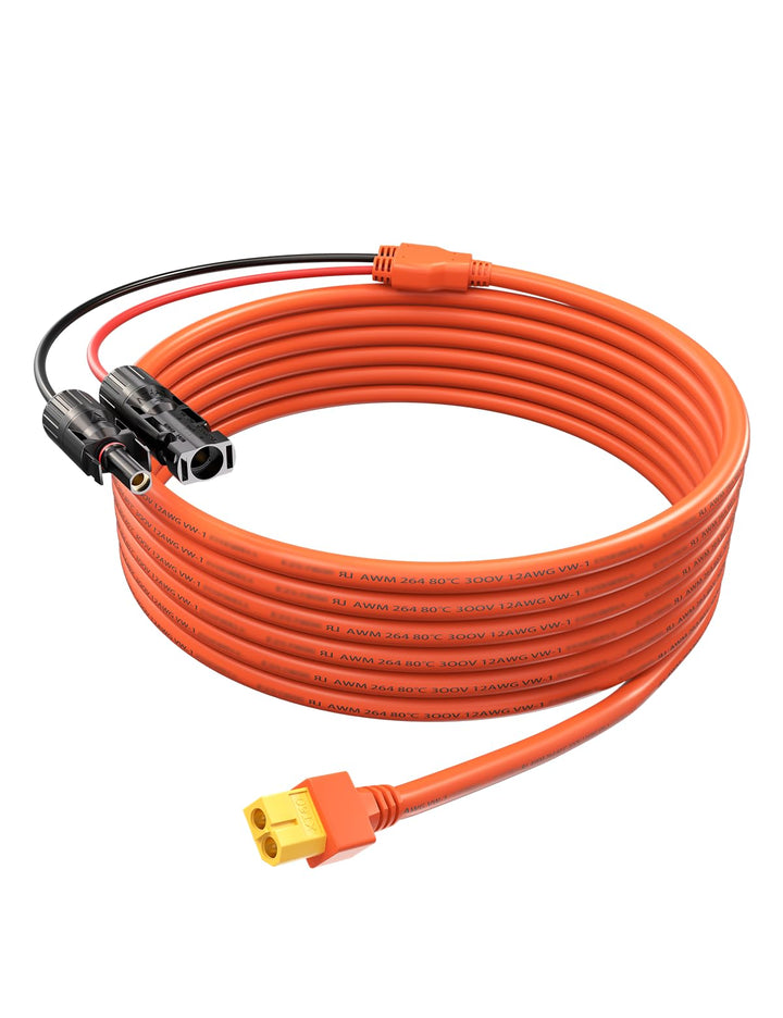 Solarstecker auf XT60 Stecker 5 Meter Solarpanel Kabel, Solarladekabel Solarkabel, 12AWG Kompatibel