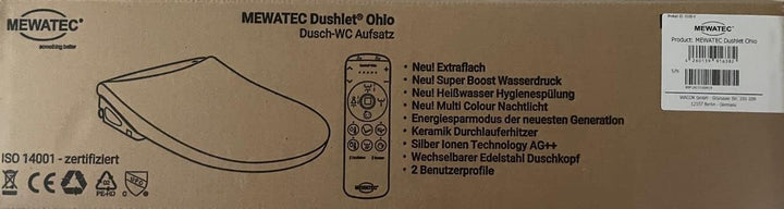 MEWATEC Ohio O800 Dusch Bidet Sitz | Smart Toilette | mit dem stärkstem Wasserdruck aller Zeiten | e