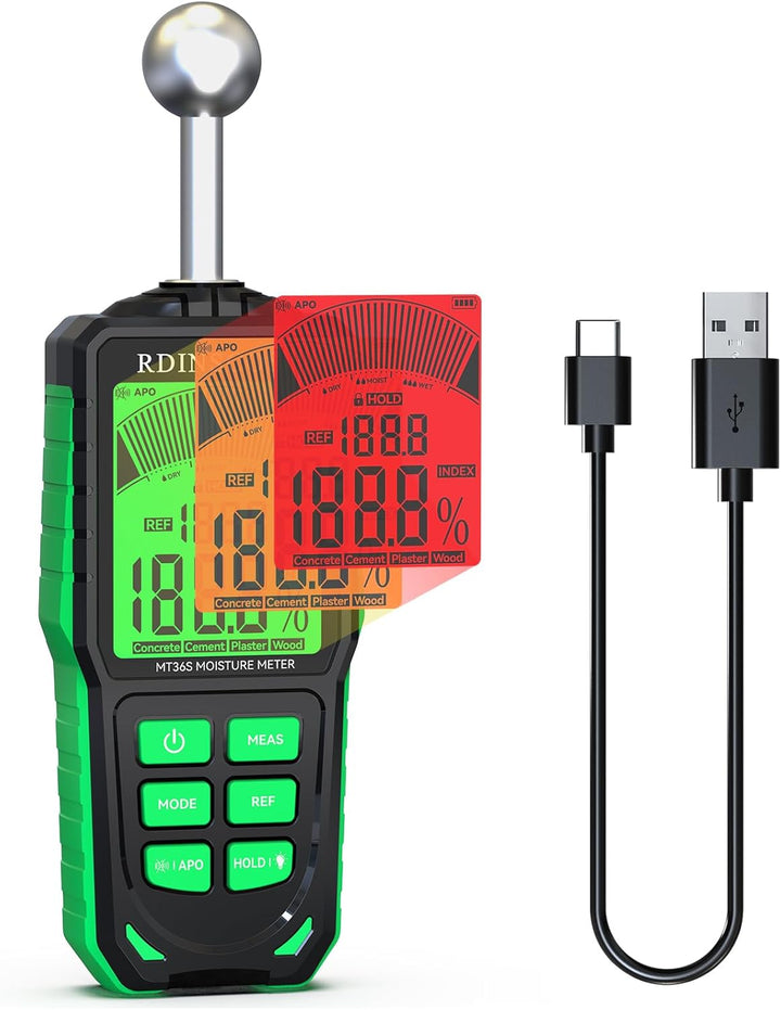 RDINSCOS Feuchtigkeitsmessgerät Wand Wiederaufladbarer Feuchtigkeitsmesser für wände Wandfeuchtemess