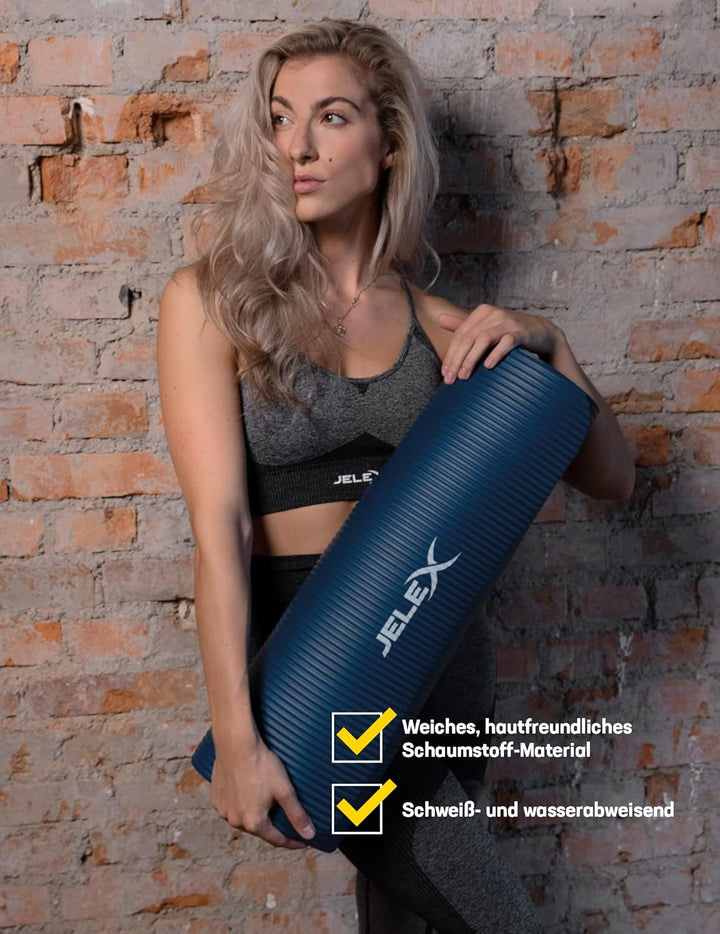 JELEX Namaste Sport Fitness Yoga Matte für Gym, Workout und zuhause. Aus rutschfestem, leichtem Mate