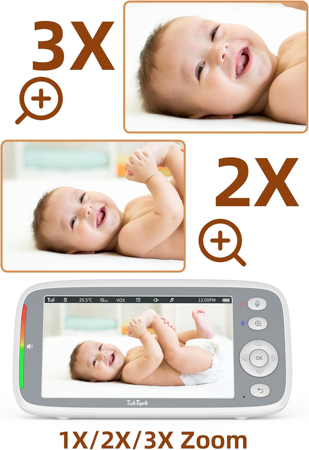 TakTark Babyphone mit Kamera, 5'' Babyfon mit Kamera 720P IPS Video Baby Monitor with Camera mit Rot