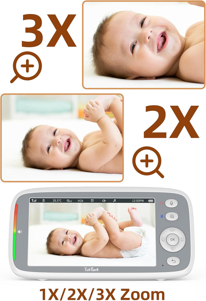 TakTark Babyphone mit Kamera, 5'' Babyfon mit Kamera 720P IPS Video Baby Monitor with Camera mit Rot