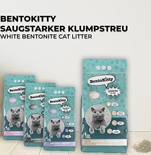 BentoKitty Katzenstreu (30L, 3er Pack) Naturell, Klumpend, weiss, feinkörnig, Klumpstreu aus Bentoni