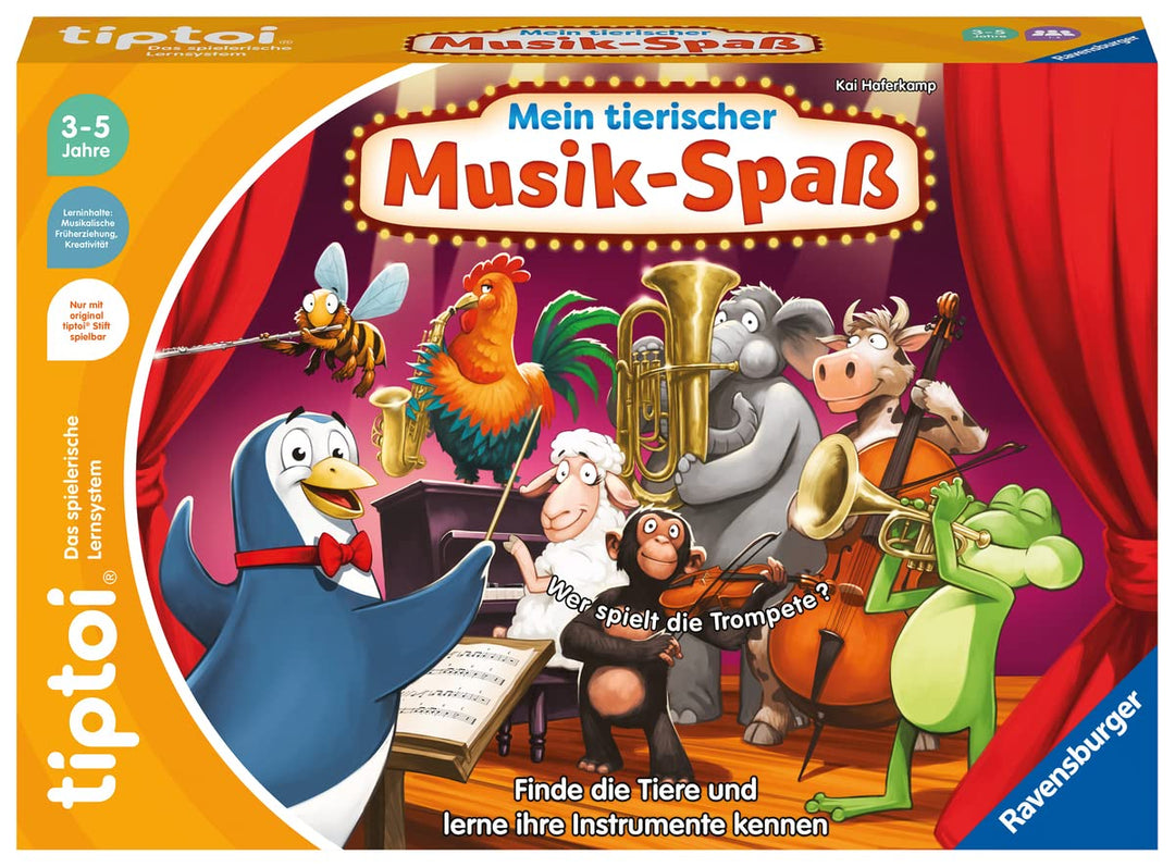 Ravensburger tiptoi Spiel 00169 Mein tierischer Musik-Spass, Lernspiel für 1-4 Kinder von 3-5 Jahren