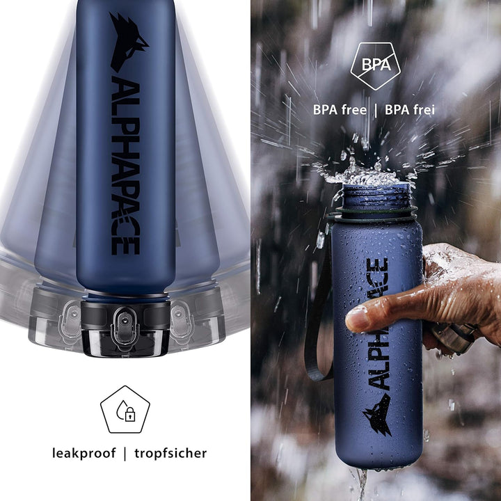 ALPHAPACE Trinkflasche 350ml/500ml/650ml/1000ml/1500ml, auslaufsicher, BPA-frei, für Sport, Radfahre