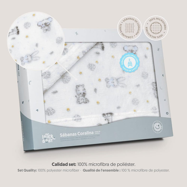Interbaby Bettwäsche-Set für Kinderbett, 50 x 80 cm, 100% Polyester, warm, inklusive Spannbettlaken,