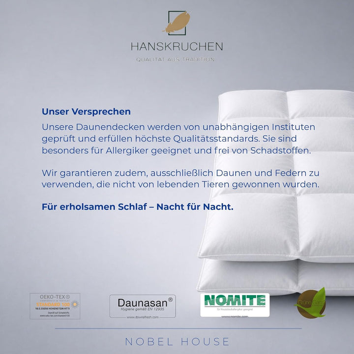 Hanskruchen Nobel House Luxus Daunendecke, Sommer, 90% Daunen / 10% Federchen, 240 x 220 cm, 240 x 2