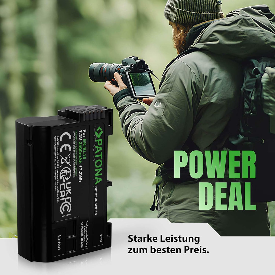 PATONA Premium Akku EN-EL15b 2400mAh Ersatz für Nikon EN EL15 ENEL15b Kompatibel mit Nikon 1 V1 Z6 Z