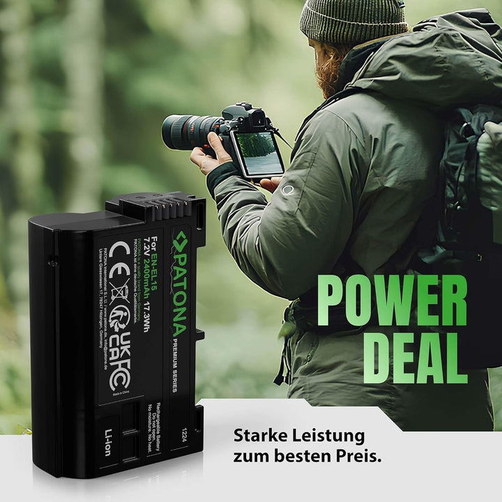 PATONA Premium Akku EN-EL15b 2400mAh Ersatz für Nikon EN EL15 ENEL15b Kompatibel mit Nikon 1 V1 Z6 Z