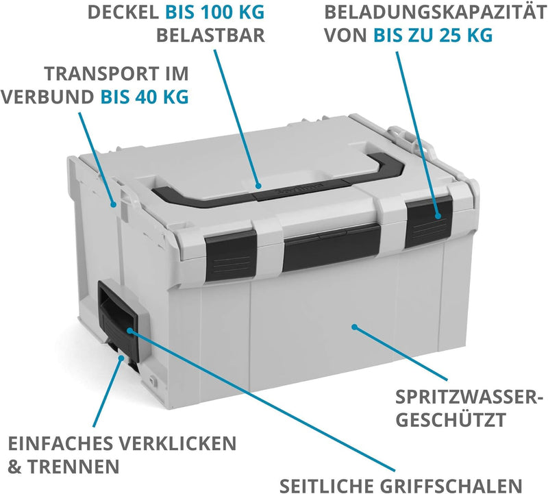 Sortierkasten tragbar | 2x Bosch Sortimo L BOX 374 | Werkzeug Organizer Box | Sortimentsbox Kunststo