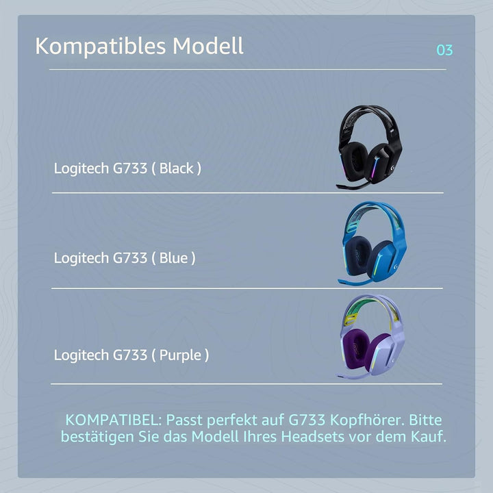 Atmungsaktives Netzgewebe Ersatz-Ohrpolster für Logitech G733 & G335 Gaming Headset - Optimale Klang