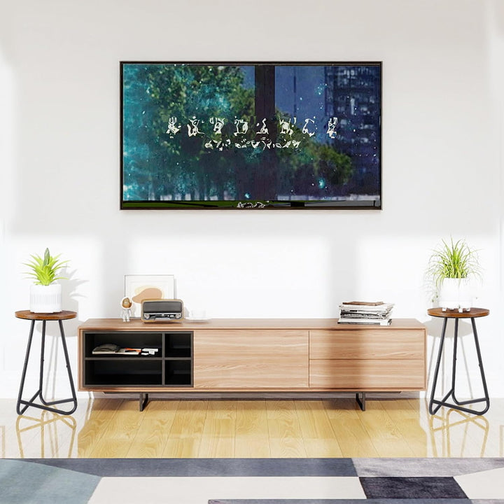 HDANI 50cm Rund Pflanzenständer,Blumenständer,Pflanzenregal aus Holz und Metall,Modernes Regal für Z