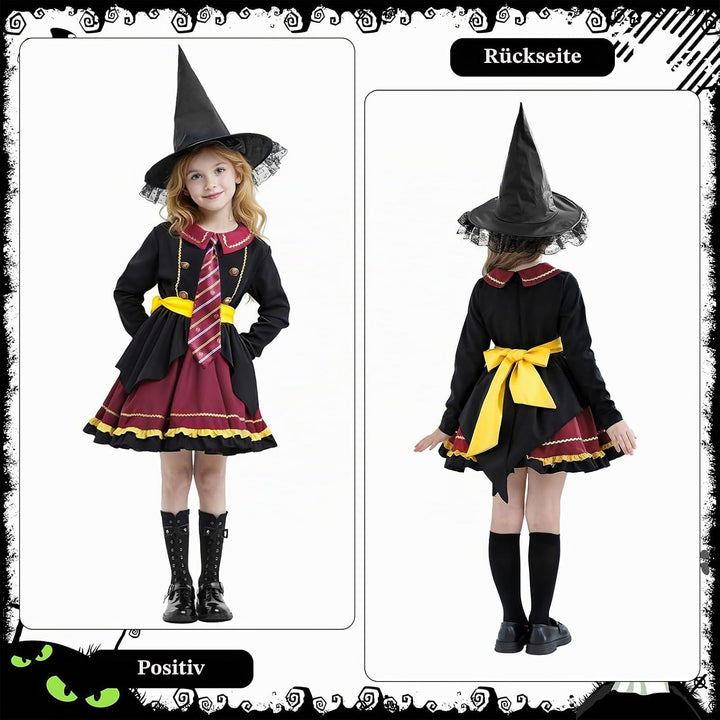 Zauberer Cosplay Kostüm, 4 Stück Magier Kostüm für Mädchen und Damen, Zauberer Outfit Set mit Lolita
