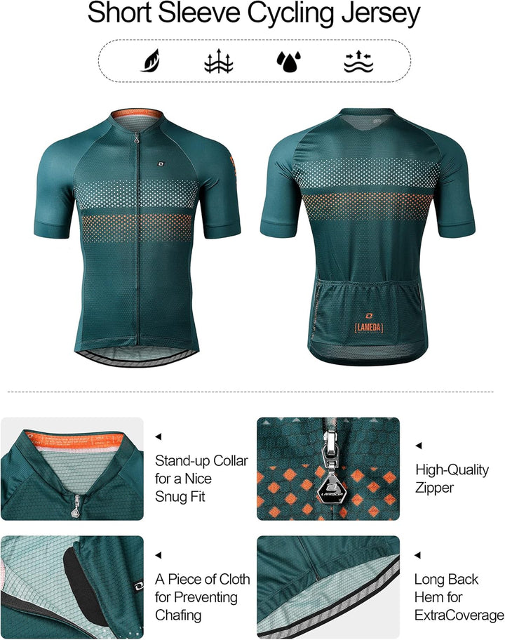 LAMEDA Kurzarm Radtrikot Herren Damen T-Shirt Atmungsaktiv Schnell Trocknen Hautfreundlich Material