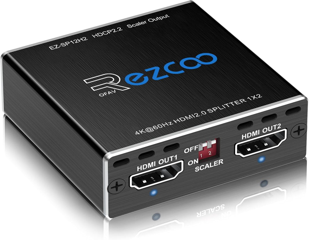 4K 60Hz HDMI Splitter 1x2 1080P 120Hz HDCP2.2 HDR 18Gbps UHD Dolby Vision Atmos EDID Scaler 4K 1080P