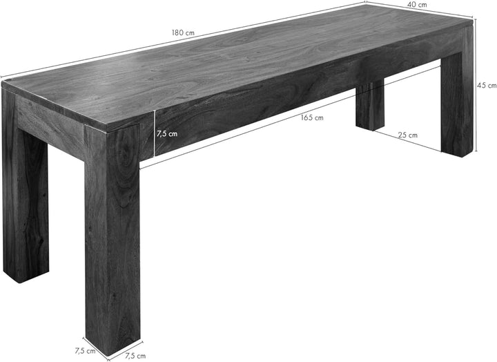 Massivmoebel24.de | Oxford Bank aus Massivholz #0016 im Kolonialstil | aus Akazienholz - Honig, lack