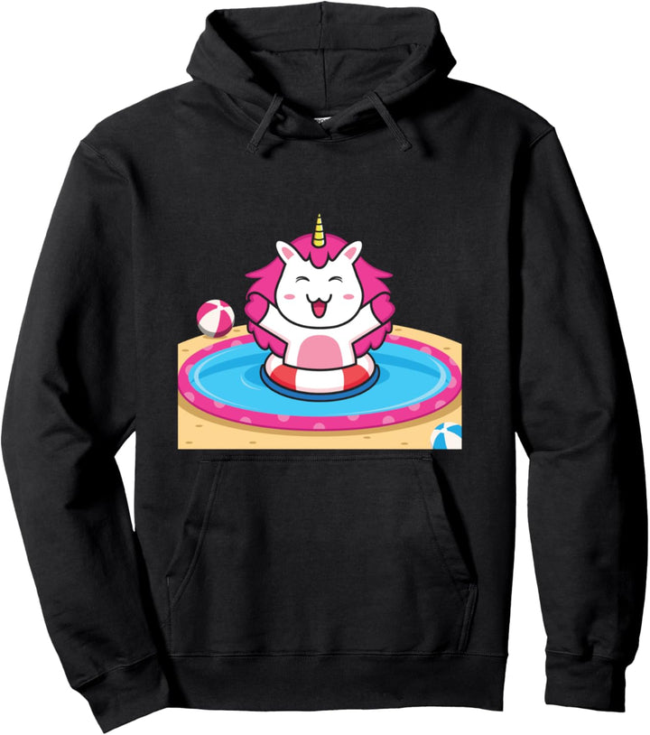 Einhorn im Pool, Urlaub Urlaub Sommer Schwimmen Pullover Hoodie