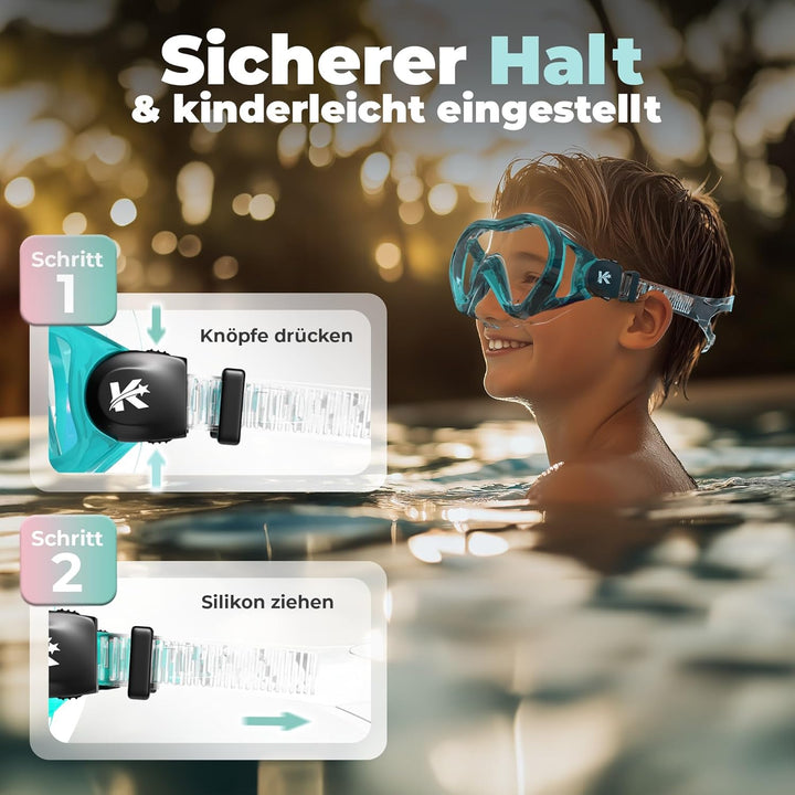 KIDVERSE Schnorchelset Kinder - Taucherbrille mit Schnorchel für Mädchen & Jungen - Taucherbrille mi