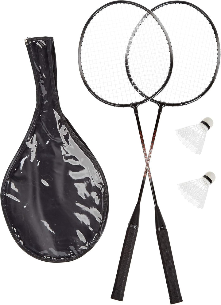 Relaxdays 2 x Badmintonset, 4 Badmintonschläger & 4 Bälle, Federballschläger für Kinder und Erwachse