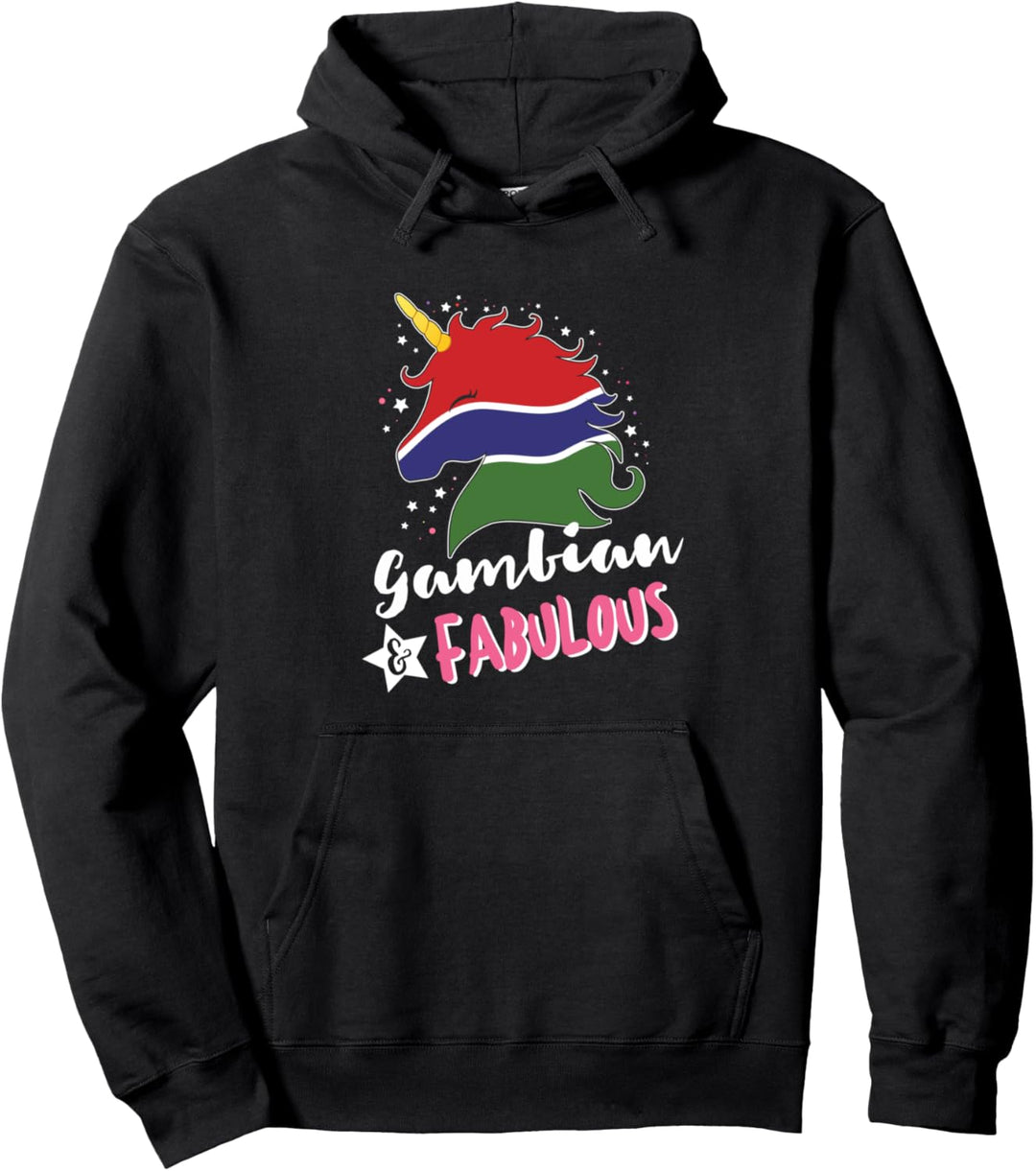 Gambisches Einhorn Gambia-Flagge Pullover Hoodie