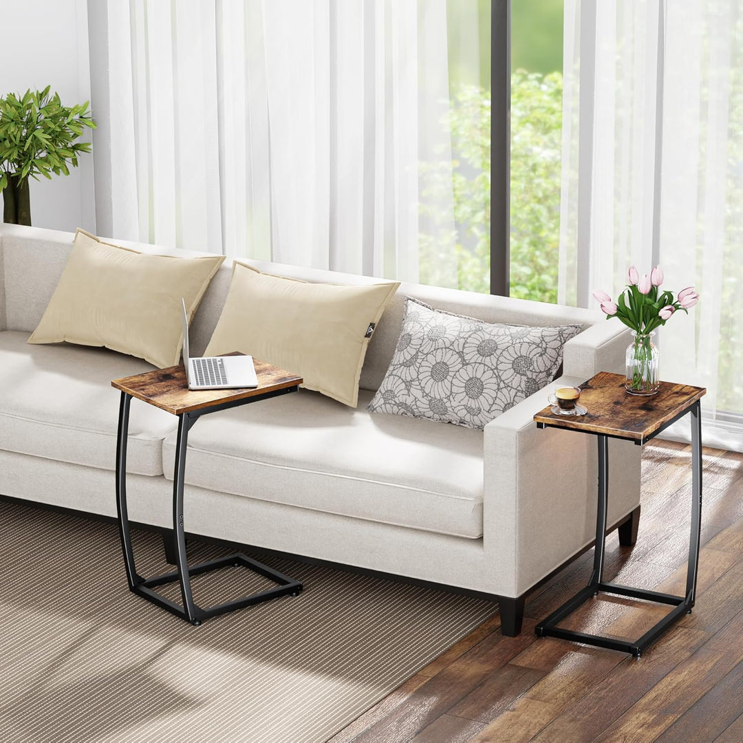 C-förmiger Beistelltisch 2er-Set, Wohnzimmer Tisch für Couch,C Form Sofatisch, Couchtisch,Tisch für