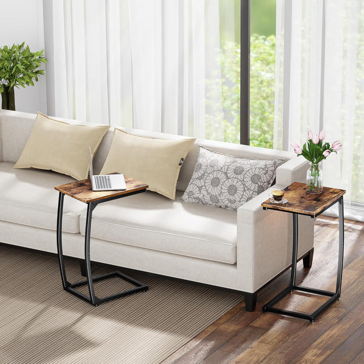 C-förmiger Beistelltisch 2er-Set, Wohnzimmer Tisch für Couch,C Form Sofatisch, Couchtisch,Tisch für