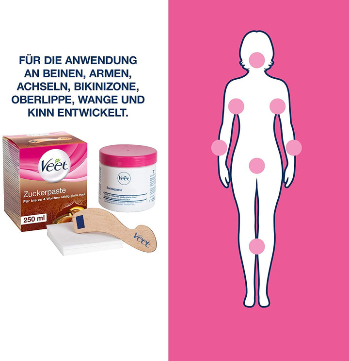 Veet Sugaring Zuckerpaste mit Arganöl zur Haarentfernung für spürbar glatte Haut für bis zu 4 Wochen