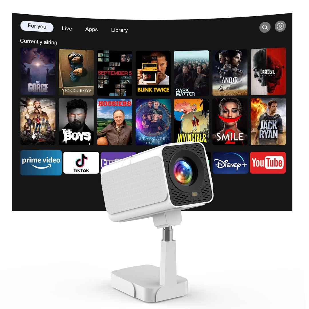 Android TV OS Smart Beamer mit WiFi und BT, Elektrischer Fokus/Auto Keystone 720P Mini Beamer mit 18