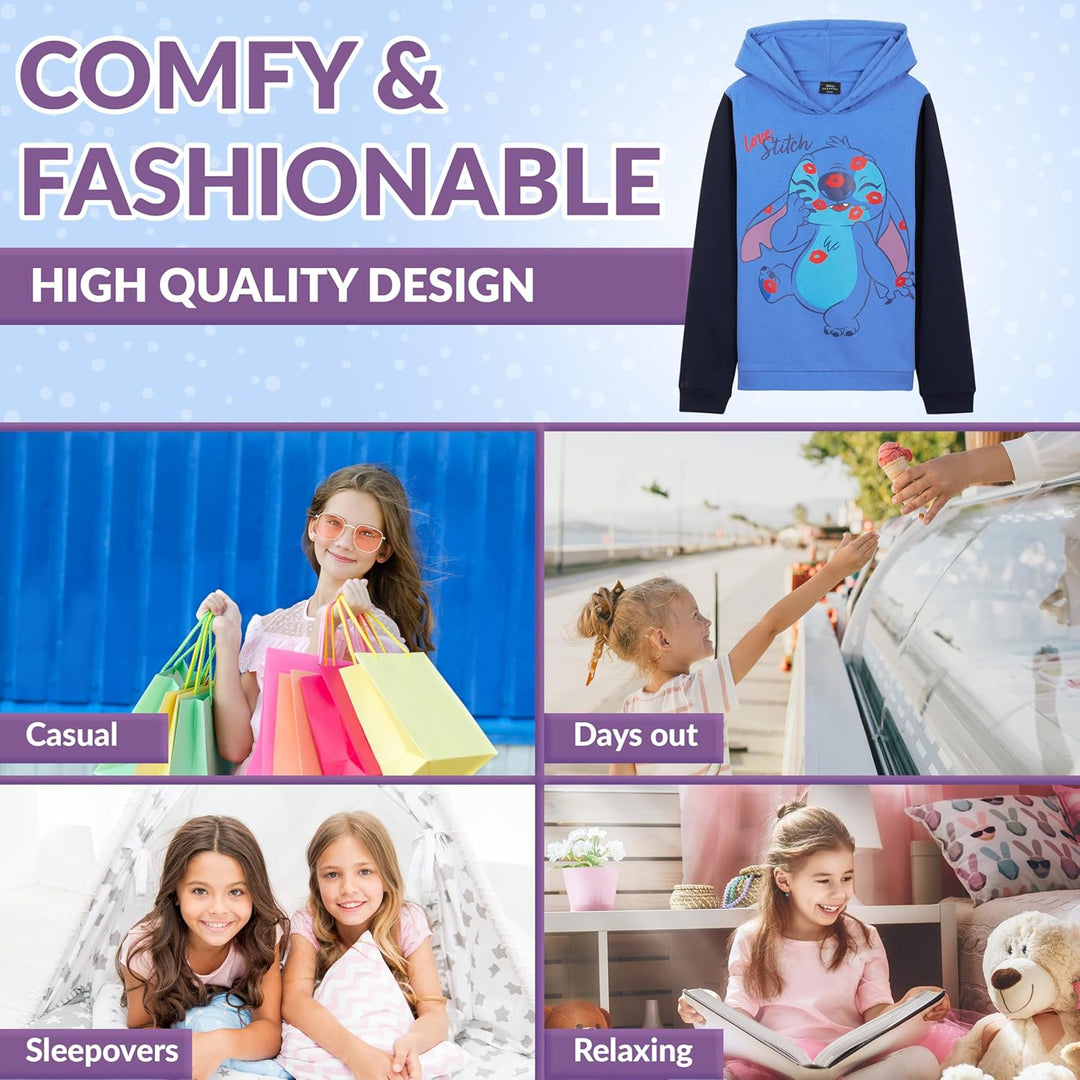 Disney Hoodie für Mädchen, Coole Pullover für Kinder und Jugendliche - Mädchen Geschenke (Blau/Schwa