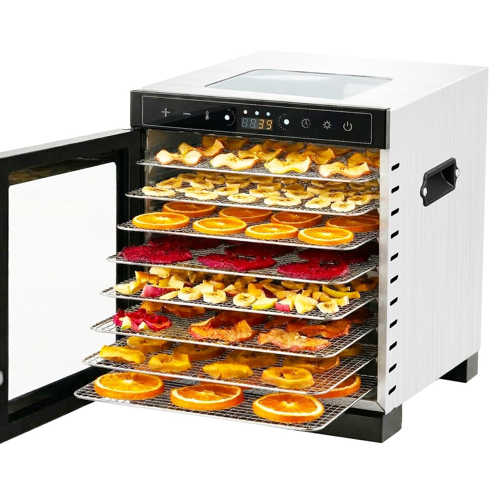 400w Dörrgerät 8 Edelstahl-Einschübe 4.8 ft² Dörrfläche digitaler Timer Temperaturregelung 86℉-194℉