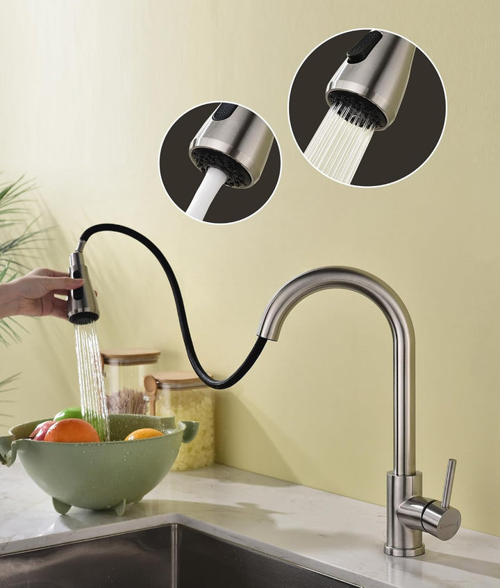Wasserhahn Küche Ausziehbar,Hochdruck Küchenarmatur mit Herausziehbarer Brause Mischbatterie Küche m
