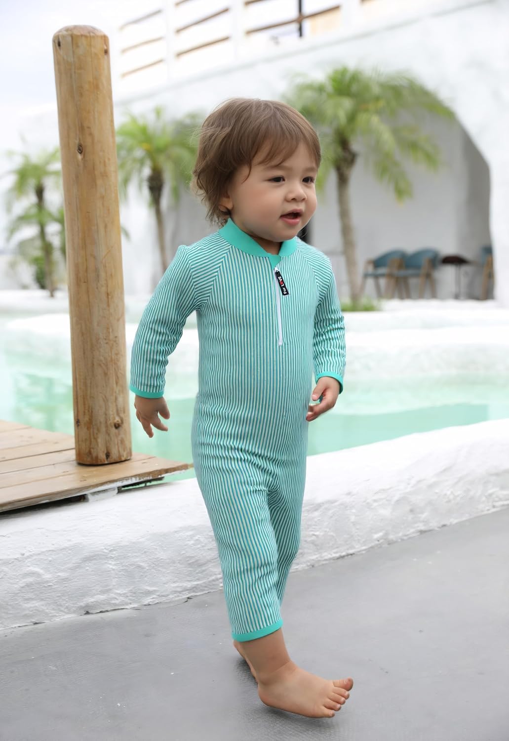 weVSwe Baby Bademode UPF 50+ Schutz Junge Badeanzüge Schrittreissverschluss Langarm mit Sommer Sonne