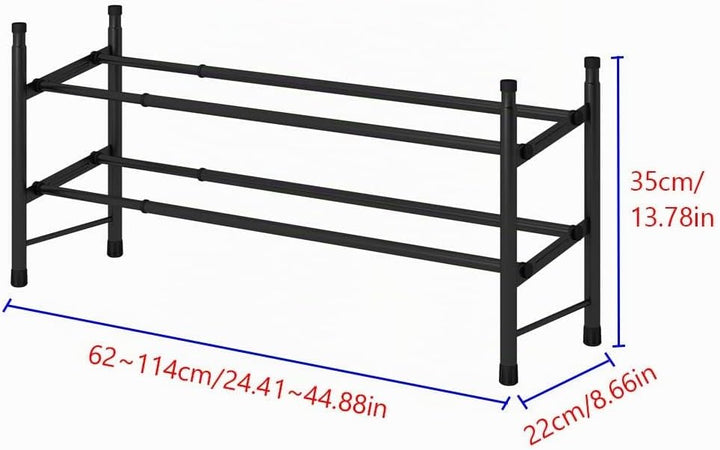 TZAMLI Ausziehbar Schuhregal mit 2 Ebenen zur Aufbewahrung von bis zu 12 Paar Schuhen, Verstellbarer
