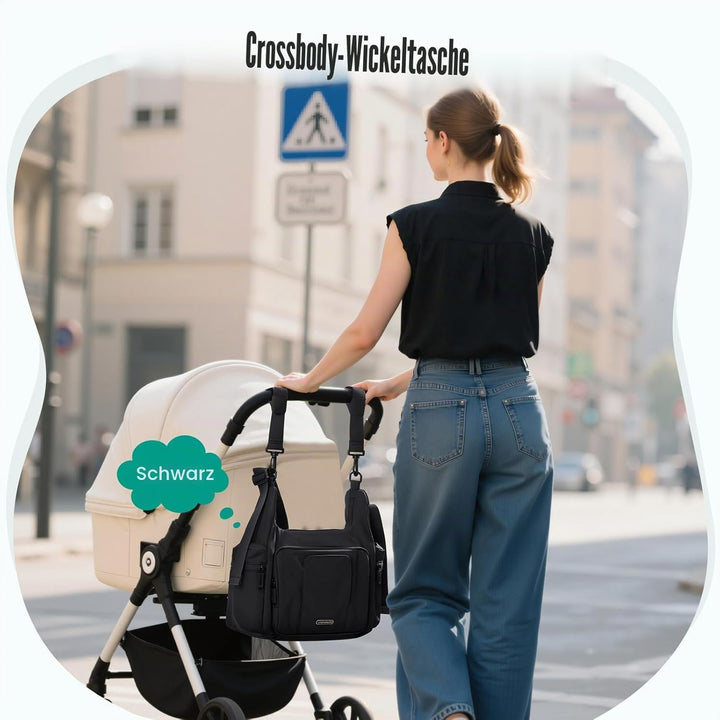 Puffer Wickeltasche, 14 l, grosse Kapazität, Reise-Wickeltasche, Crossbody-Krankenhaus-Tasche für Ma