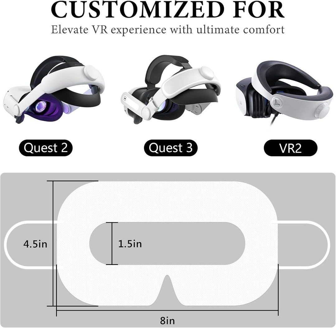 Geekria 100Pcs VR Mask Disposable Face Cover, Disposable Protector for Oculus Quest VR, Prevent Eyes