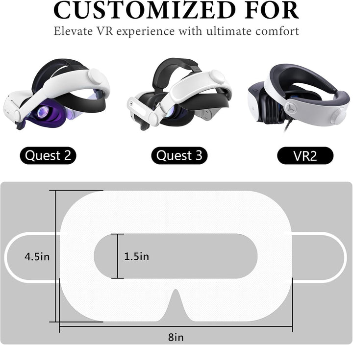 Geekria 100Pcs VR Mask Disposable Face Cover, Disposable Protector for Oculus Quest VR, Prevent Eyes