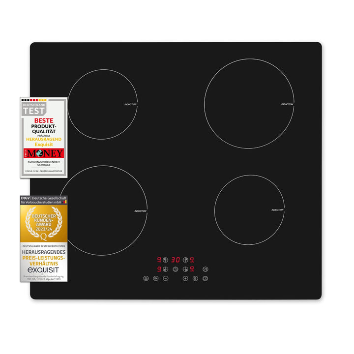 Exquisit Kochfeld EKI 601-2 | Induktion | Touch Control | 4 Kochstellen | Rahmenlos | 7000 W