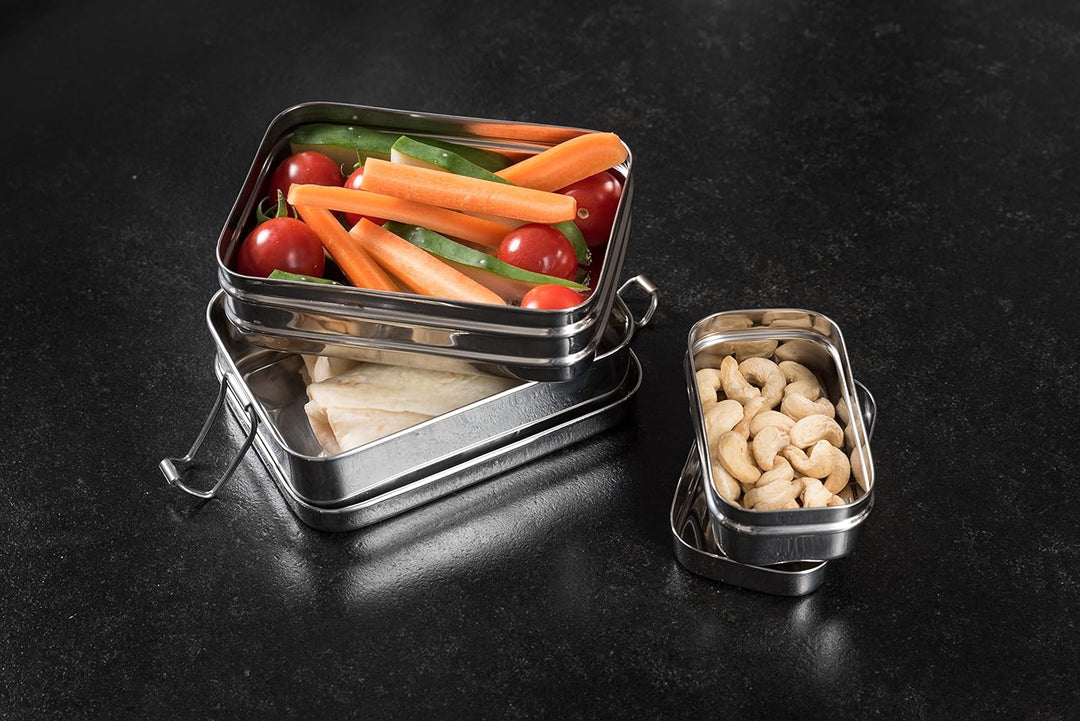 Lunchbox 3in1 - Three-in-one Brotdose aus Edelstahl - 100% BPA frei, fest verschliessbar Regular, Re