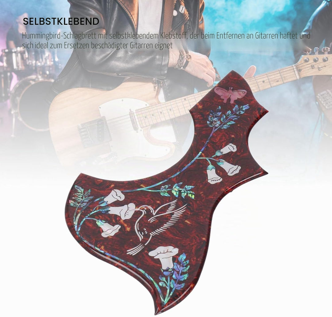 Gitarren-Schlagbrett, Schlagschutz für Akustikgitarren, Kolibri und Wasser, Selbstklebend, Kolibri-S