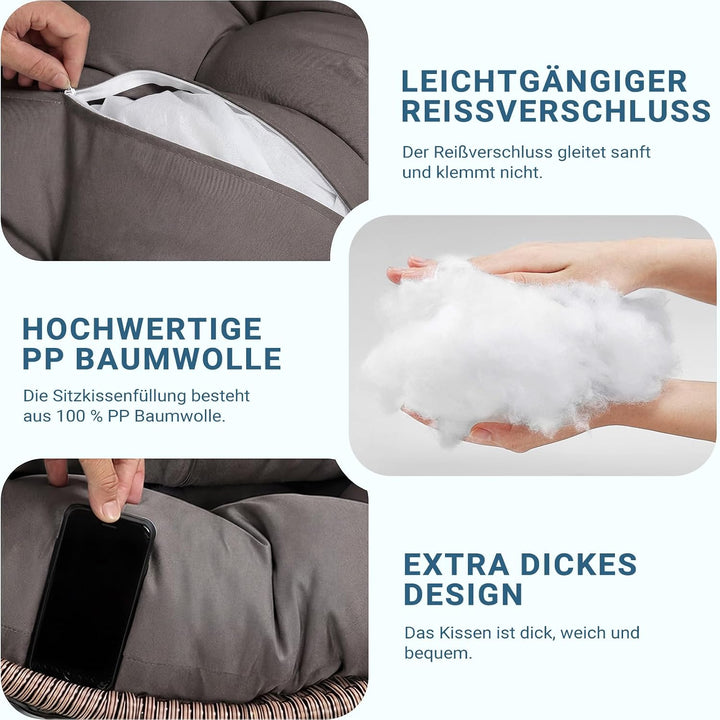 Hängesessel Kissen Ersatzkissen Outdoor: Thick Soft Polyester Sitzkissen 80x120 cm Egg Swing Cushion